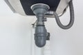 Drain pipe and kitchen sink. Royalty Free Stock Photo