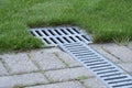 Drain system landscape pavement drainage storm water with galvanized grid metal tray and stormwater inlet