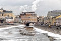 Drainage channel, Maly Moskvoretsky Bridge, Gazprombank building Royalty Free Stock Photo