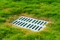 Drainage cover on the lawn