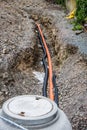 Drainage ditch with sewer pipe Royalty Free Stock Photo