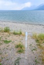 Drainage pipe leading to the beach of Jackson Lake, Grand Teton National Park, USA Royalty Free Stock Photo