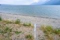 Drainage pipe leading to the beach of Jackson Lake, Grand Teton National Park, USA Royalty Free Stock Photo