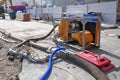 Drainage and preparation of a major construction site in the city center of Kiel, Schleswig-Holstein, Germany Royalty Free Stock Photo