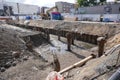 Drainage and preparation of a major construction site in the city center of Kiel, Schleswig-Holstein, Germany Royalty Free Stock Photo