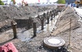 Drainage and preparation of a major construction site in the city center of Kiel, Schleswig-Holstein, Germany Royalty Free Stock Photo