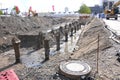 Drainage and preparation of a major construction site in the city center of Kiel, Schleswig-Holstein, Germany Royalty Free Stock Photo