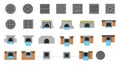 Drainage System Elements: Manhole Covers, Grates, and Culverts Vector Set Royalty Free Stock Photo