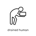 drained human icon. Trendy modern flat linear vector drained hum