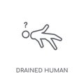 drained human linear icon. Modern outline drained human logo con