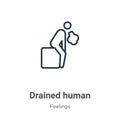 Drained human outline vector icon. Thin line black drained human icon, flat vector simple element illustration from editable