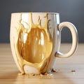 Unique 3d Coffee Mug Design With Realistic Details And Golden Splatters