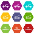 Draisine or handcar icon set color hexahedron Royalty Free Stock Photo
