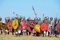 Drakino, Russia, August, 22, 2015, men in suits of warriors of Ancient Russia