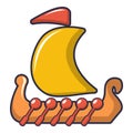 Drakkar viking ship icon, cartoon style