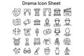 Drama Icon Set Vector Collection for Theatre Masks and Stage Elements Performing Arts Royalty Free Stock Photo