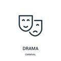 drama icon vector from carnival collection. Thin line drama outline icon vector illustration