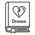 Drama literary genre book icon, outline style
