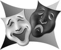 Drama Masks-Black and White