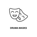 drama masks icon. Element of cinema for mobile concept and web apps. Thin line drama masks icon can be used for web and mobile. Pr