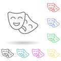 drama masks multi color style icon. Simple thin line, outline vector of cinema icons for ui and ux, website or mobile application Royalty Free Stock Photo