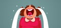 Adult Middle-Aged Woman Sobbing and Crying Vector Cartoon