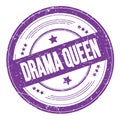 DRAMA QUEEN text on violet indigo round grungy stamp