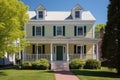 drama shot of two-story colonial house in harsh daytime light Royalty Free Stock Photo