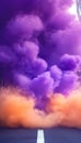 Dramatic Abstract Composition Featuring Vivid Purple and Amber Clouds Emitting from Undefined Space Royalty Free Stock Photo