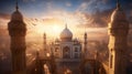 Dramatic Aerial View of the Taj Mahal in India - Generative AI