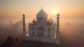 Dramatic Aerial View of the Taj Mahal in India - Generative AI
