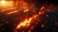 Dramatic Aerial View of a Wildfire Ravaging the Landscape Royalty Free Stock Photo