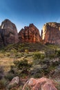 dramatic and amazing rock formations, canyons in Zion national Park in Utah during autumn. Royalty Free Stock Photo