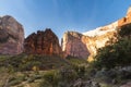 dramatic and amazing rock formations, canyons in Zion national Park in Utah during autumn. Royalty Free Stock Photo