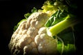 Dramatic Angled View of Head of Cauliflower Royalty Free Stock Photo