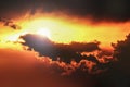 Dramatic artistic atmosphere panorama view of sunset. Royalty Free Stock Photo