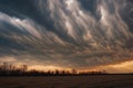 Dramatic asperatus clouds in the sky created with generative AI technology Royalty Free Stock Photo