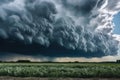 Dramatic asperatus clouds in the sky created with generative AI technology Royalty Free Stock Photo