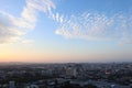 Dramatic atmosphere aerial panorama view of beautiful sunrise summer morning sky. Royalty Free Stock Photo