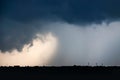 Dramatic atmosphere panorama background view of summer monsoon tropical giant storm attack over the city