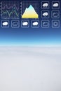 Dramatic atmosphere panorama image of buautiful cloudscape aerial view form aircraft with graph and chart presentation weather Royalty Free Stock Photo