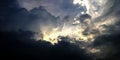 Dramatic atmosphere panorama view of beautiful sunset sky and cl Royalty Free Stock Photo