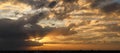 Dramatic atmosphere panorama view of beautiful tropical twilight sky and clouds in summer rural landscape.