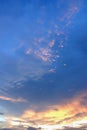 Dramatic atmosphere panorama view of beautiful twilight sky. Royalty Free Stock Photo