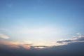 Dramatic atmosphere panorama view of beautiful twilight sky with golden sunlight and clouds on summer clear blue sky Royalty Free Stock Photo