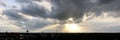 Dramatic atmosphere panorama view of twilight sky. Royalty Free Stock Photo