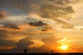 Dramatic atmosphere panorama view of twilight sky. Royalty Free Stock Photo