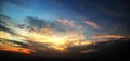 Dramatic atmosphere panorama view of tropical twilight sky. Royalty Free Stock Photo