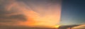 Dramatic atmosphere panorama view of twilight sky. Royalty Free Stock Photo