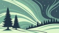 Dramatic Aurora Borealis Over a Snowy Forest Landscape, vector design Generative AI Royalty Free Stock Photo